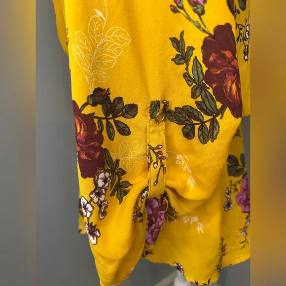 Floral Yellow and Purple Women's Tunic Top - Picture 3 of 5